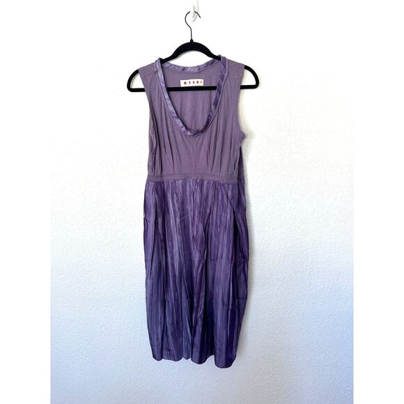 Marni Cotton Silk Blend Purple Sleeveless Dress Size 44/ US 8 - Picture 1 of 7